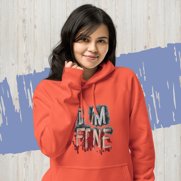 Im fine everythings fine but, quote I am fine retro i'm fine vector im fine fashion lifestyle Unisex eco raglan hoodie