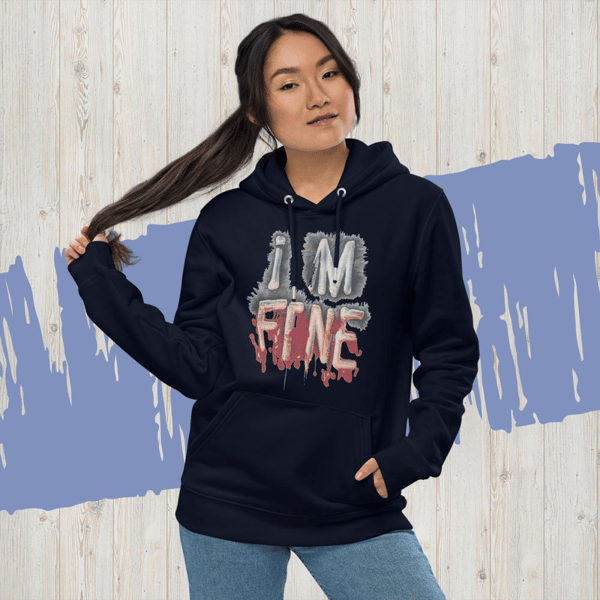 Im fine everythings fine but, quote I am fine retro i'm fine vector im fine fashion lifestyle Unisex essential eco hoodie