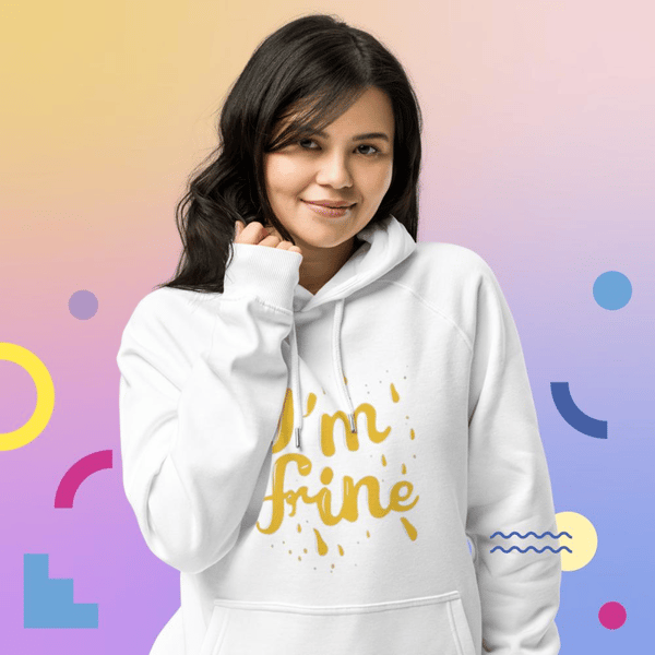 Im fine everythings fine but im, fashion lifestyle quote I am fine retro i'm fine vector im fine fashion я в порядке je vais bien desing Unisex eco raglan hoodie