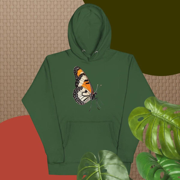 Monarch butterfly graphic print design illustration monarch Butterfly motif Бабочка-монарх Monarque papillon Unisex Hoodie