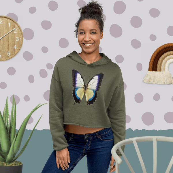 Monarch butterfly graphic print design illustration monarch Butterfly motif Бабочка-монарх Monarque papillon Crop Hoodie