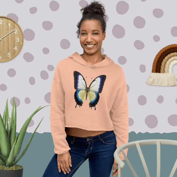 Monarch butterfly graphic print design illustration monarch Butterfly motif Бабочка-монарх Monarque papillon Crop Hoodie