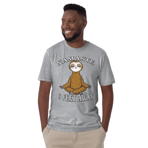Funny Vintage Namaste Sloth Namastay 6 Feet Away Meditation: Short-Sleeve Unisex T-Shirt