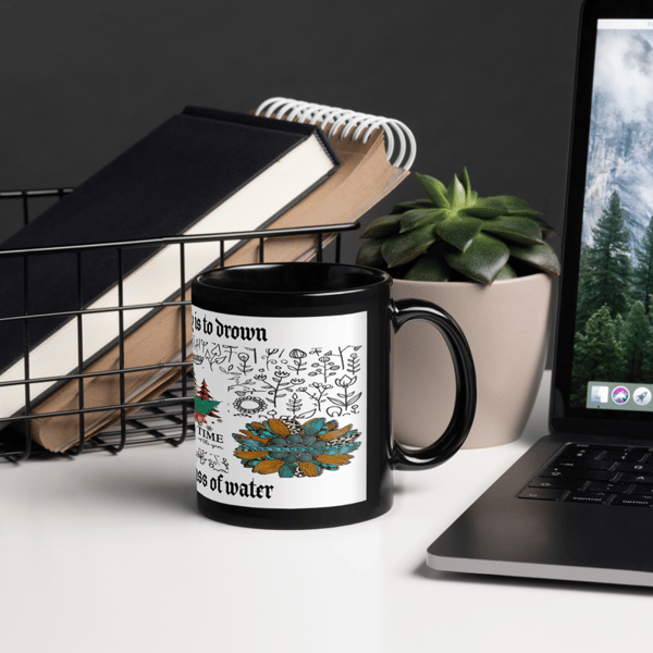 trees Lover Mug christmas Mug Cute Mug  Beetle Mug Nature Mug , GiftsBlack Glossy Mug