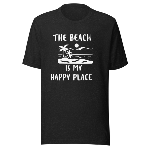 Unisex 'The Beach is My Happy Place' Printed T-Shirt in Variety of Bright Colors