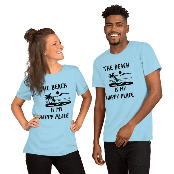 'The Beach is My Happy Place' Printed T-Shirt in Variety of Pastel Colors