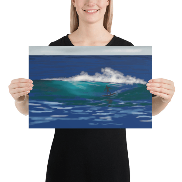 Surfing art Digital art Paper poster Surfing poster Surfing digital painting