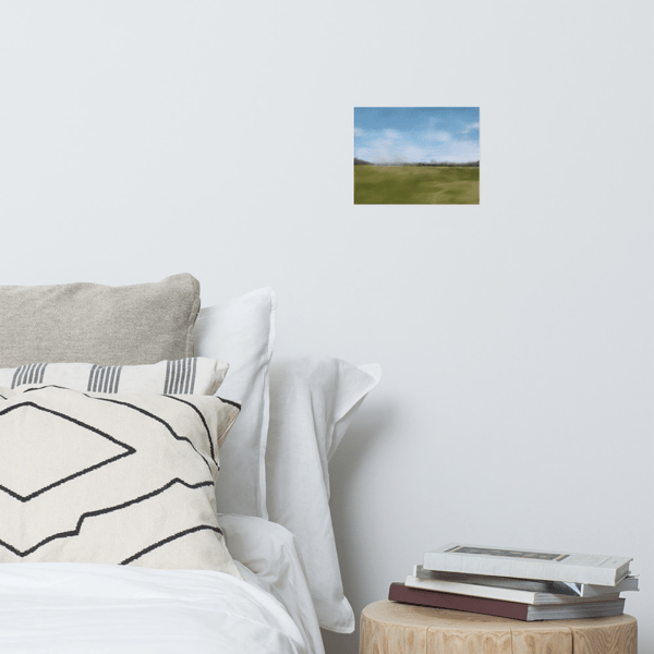 Calm landscape Digital art Giclee print Blue green art Field art Grass art Calm wall decor Calm poster