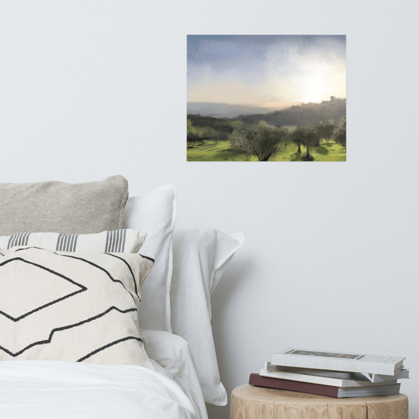 Tuscany art Digital landscape digital drawing Italy art Tuscany hills Olive trees Olive woods