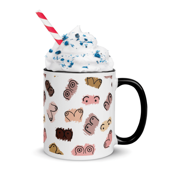 Boobes Seamless Pattern Funny Mug with Color Inside