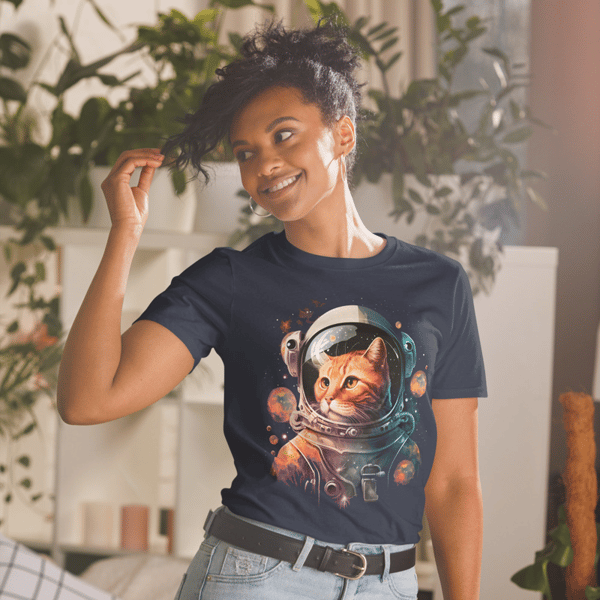 Astronaut Cat in Space Unisex T-Shirt