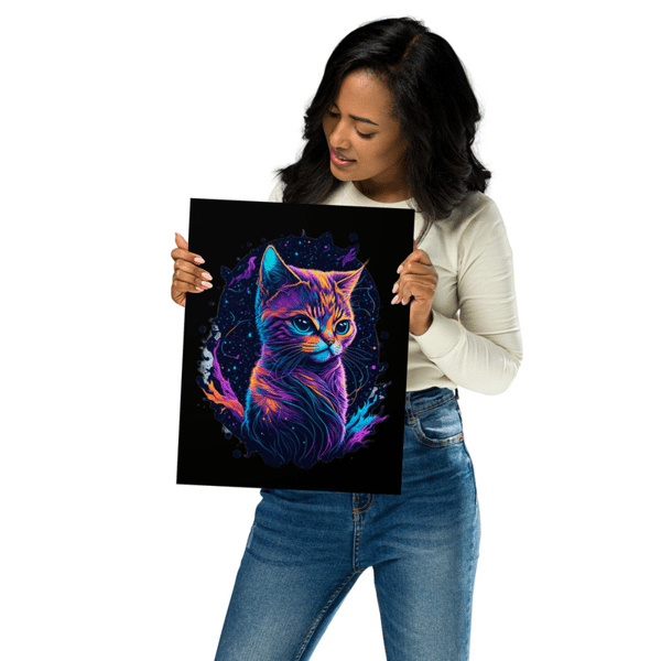 Cute Cat Neon Colors Poster