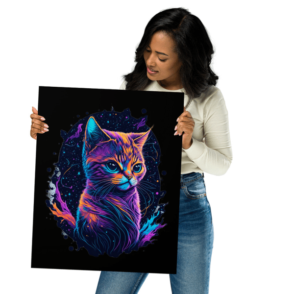 Cute Cat Neon Colors Poster