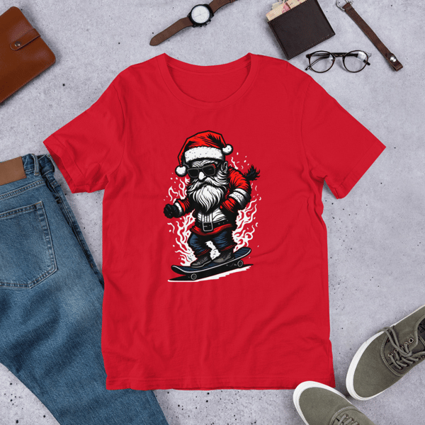 Santa Claus on a Skateboard Unisex t-shirt