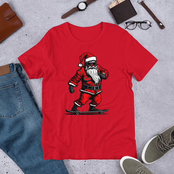 Santa on a Skateboard Unisex t-shirt