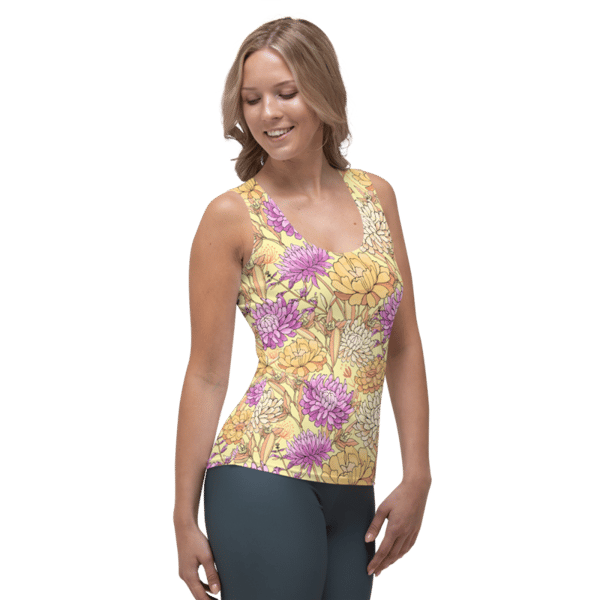 Chrysanthemum Flowers Seamless Pattern Sublimation Cut & Sew Tank Top