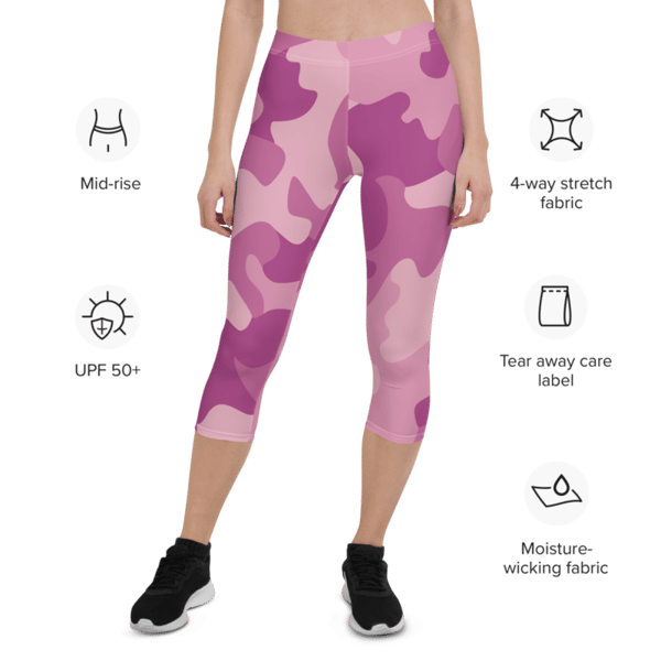 Modern Girly Purpl Pink Lilac Camo Pattern Capri Leggings