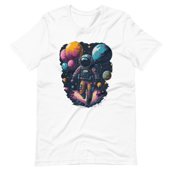 Astronaut With Balloons in Space Unisex t-shirt