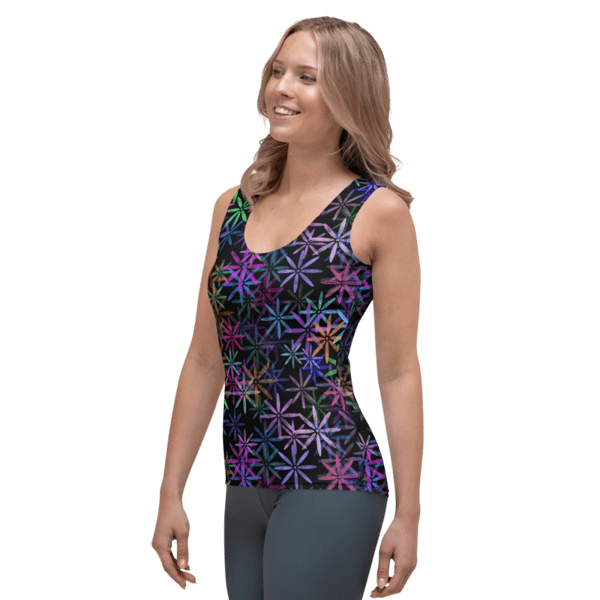 Neon Sparkle Flowers Pattern Sublimation Cut & Sew Tank Top