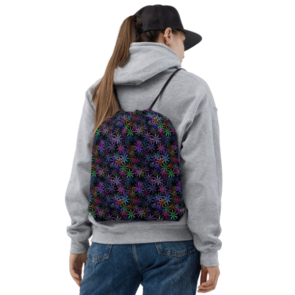 Neon Sparkle Flowers Pattern Drawstring bag