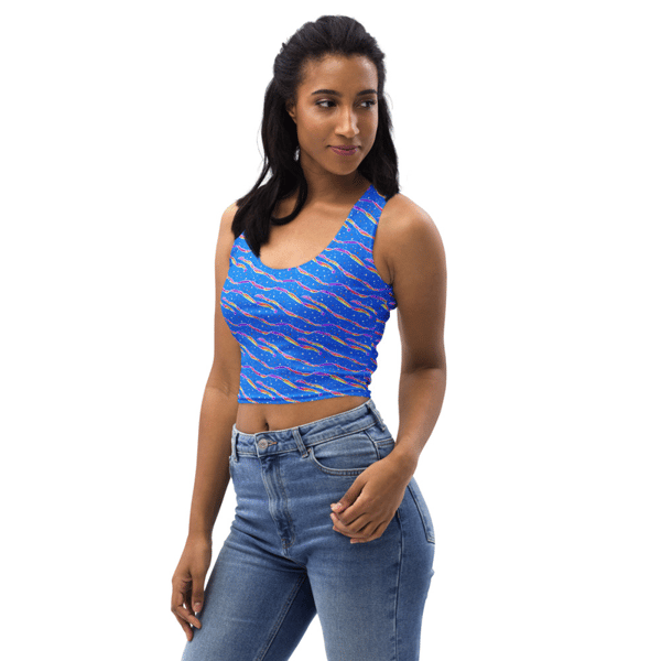 Blue Modern Chic Pattern Crop Top