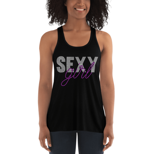 Sexy Girl Rhinestone Women's Flowy Racerback Tank