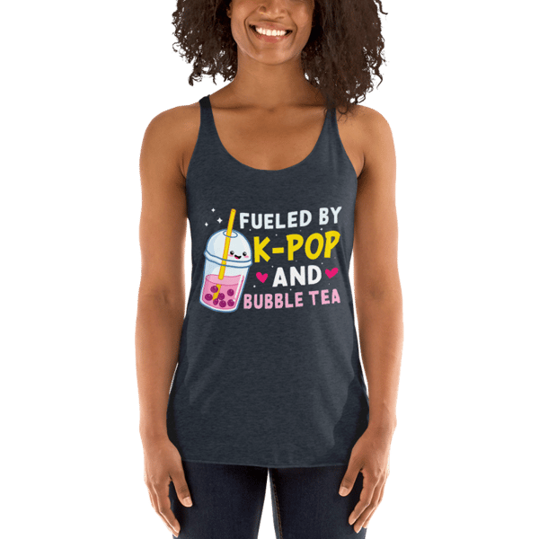 Fueled By K-Pop And Bubble Tea Anime Women's Racerback Tank