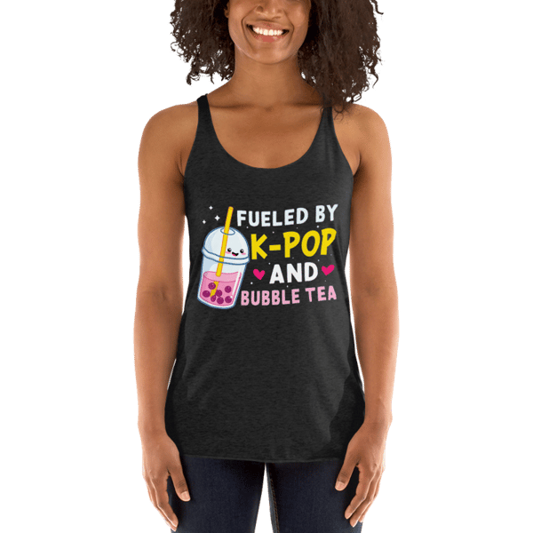 Fueled By K-Pop And Bubble Tea Anime Women's Racerback Tank