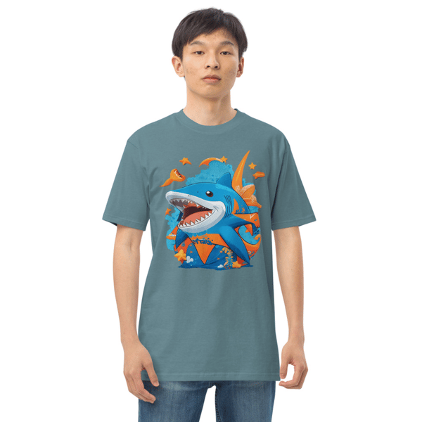 Shark blue Men’s premium heavyweight tee