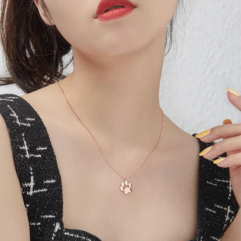 925 Sterling Silver Pet Paw Print Necklace 3