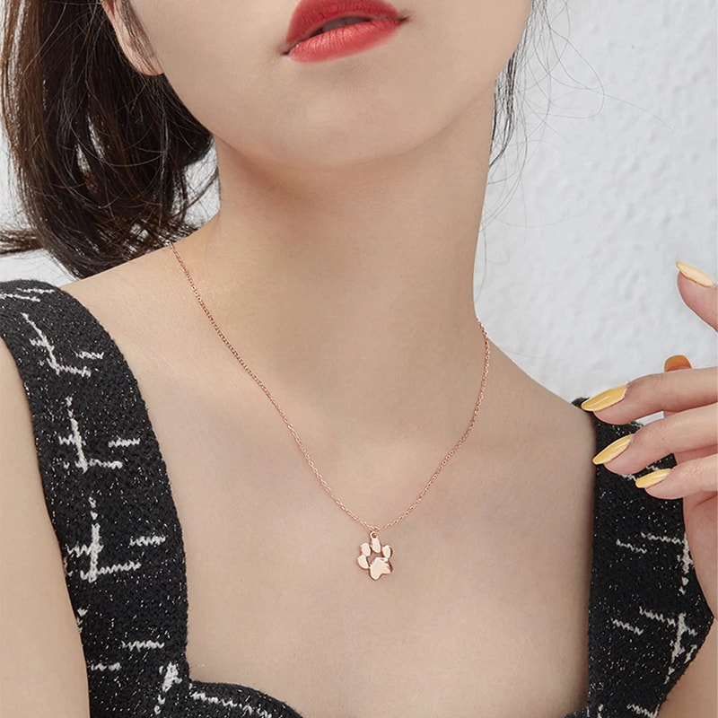 925 Sterling Silver Pet Paw Print Necklace 3