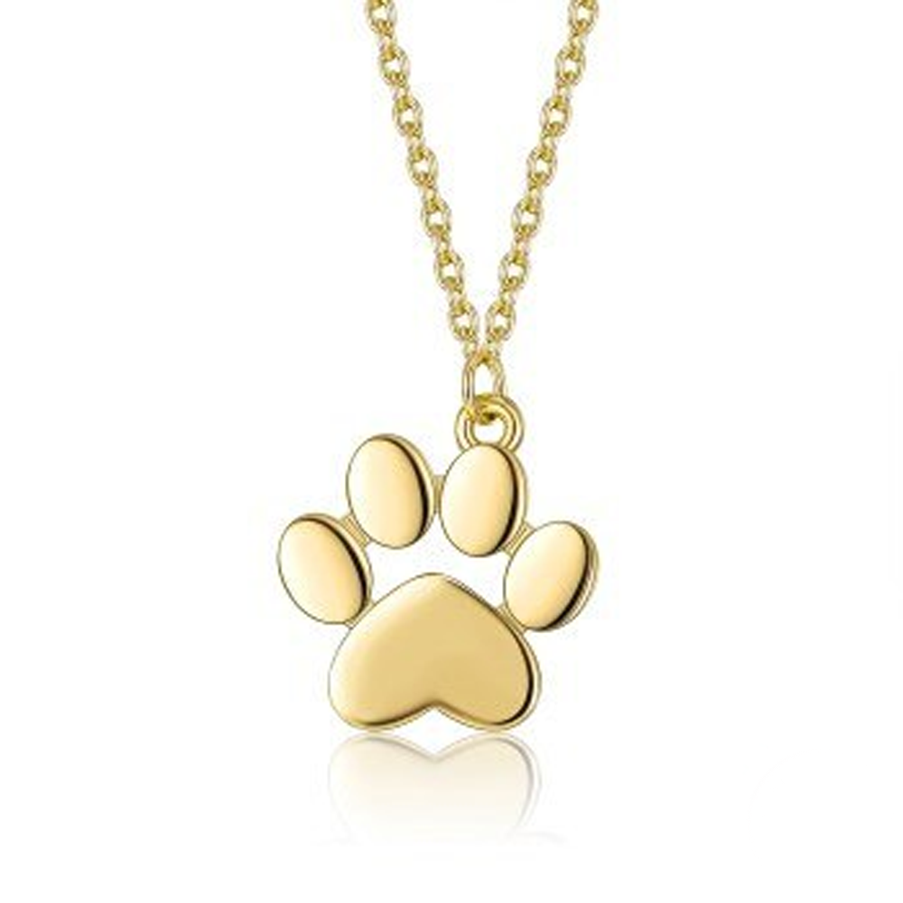 925 Sterling Silver Pet Paw Print Necklace gold