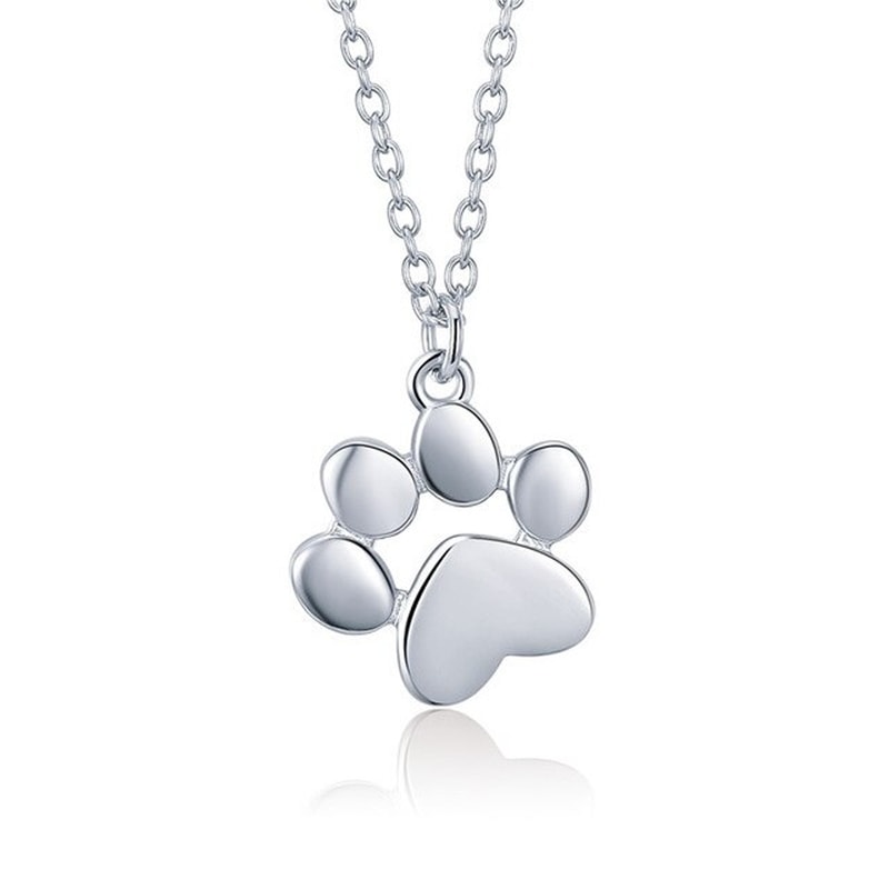 925 Sterling Silver Pet Paw Print Necklace silver