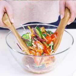 bamboo salad serving & mixing hands