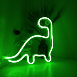 cute glowing neon dinosaurs sign
