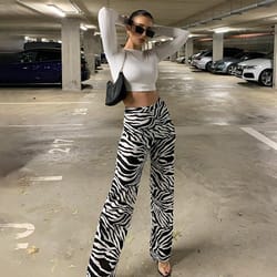 high waisted black and white 80's zebra pants