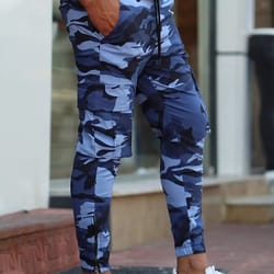 men's navy blue camo pants