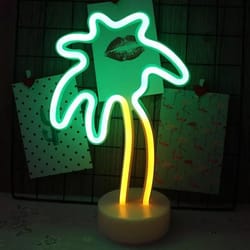 neon lighted palm tree