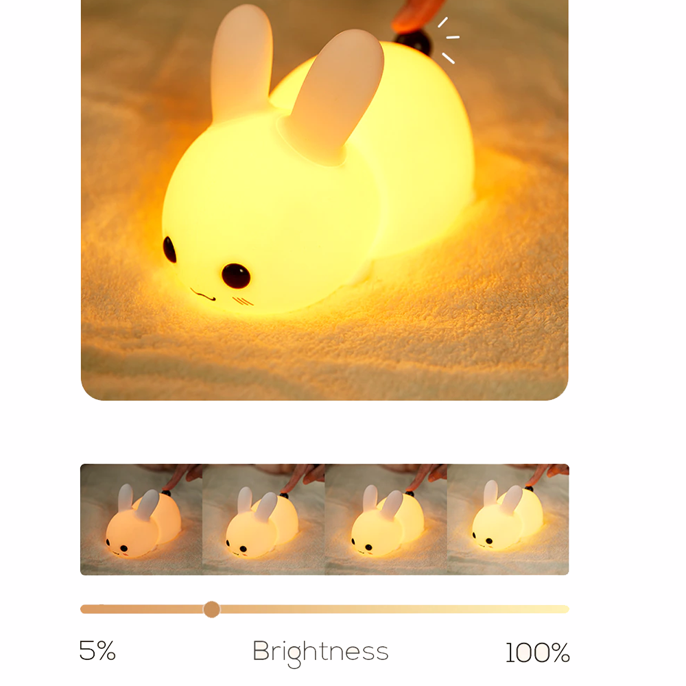 Rechargeable Silicone Dimmable Bunny Night Light 4