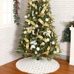white snowflake tree skirts christmas decor
