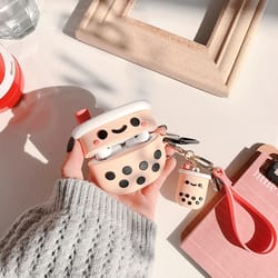cute boba airpod case with keychain