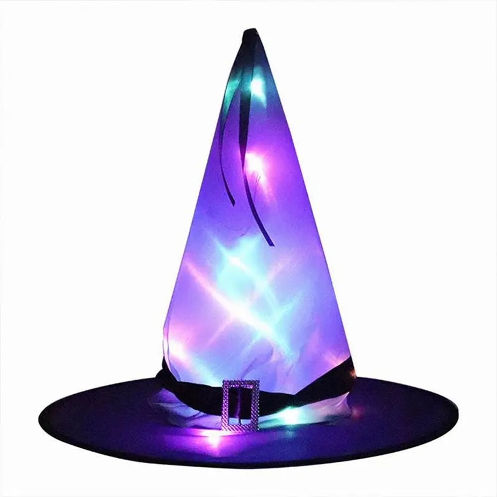 Hanging Halloween Witch Hat Lights Purple