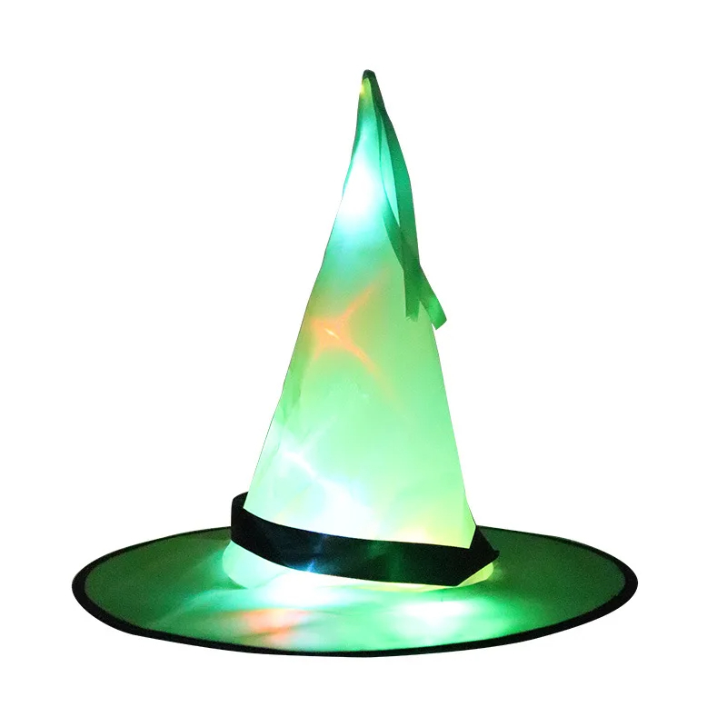Hanging Halloween Witch Hat Lights green
