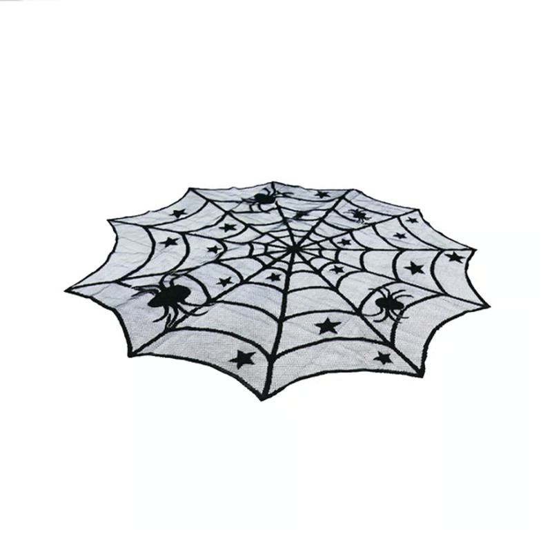 Black Lace Spiderweb Table Runner For Halloween Round