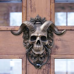 horned skull door knocker