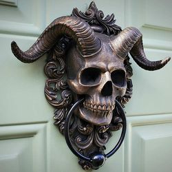 Horned Skull Door Knocker