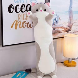 squishy cat body pillow – ultra soft long cat plush body pillow, cat cushion toy gift for kids and adults