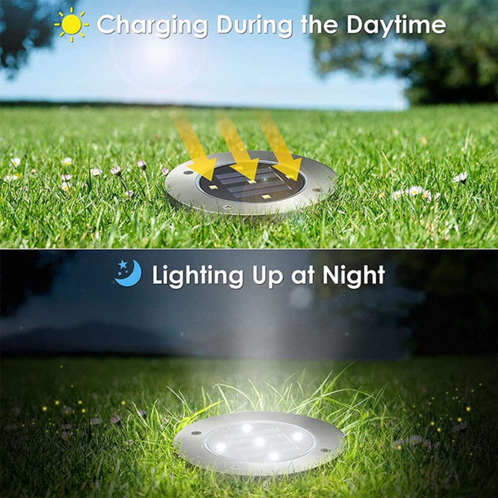 Illuminate Your Path - LED Solar Powered In-Ground Lights,Stainless Steel Solar Pathway Lights for Elegant Outdoor Light