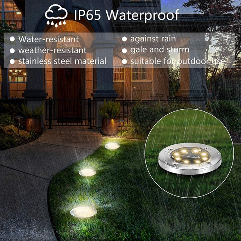 Illuminate Your Path - LED Solar Powered In-Ground Lights,Stainless Steel Solar Pathway Lights for Elegant Outdoor Light6