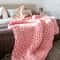 Soft and Lightweight Handmade Chunky Knit Blanket, Acrylic & Polyester Fabric, Comfortable All Year Round pink